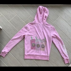 Pink Butter zip-up sweatshirt with rhinestones.